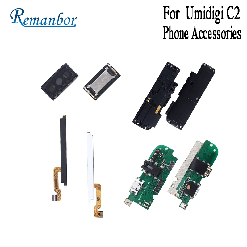 

Remanbor For UMI Umidigi C2 USB Plug Charge Board With Flex Cable PCB Earpiece Power Volume Cable Loud Speaker For Umidigi C2