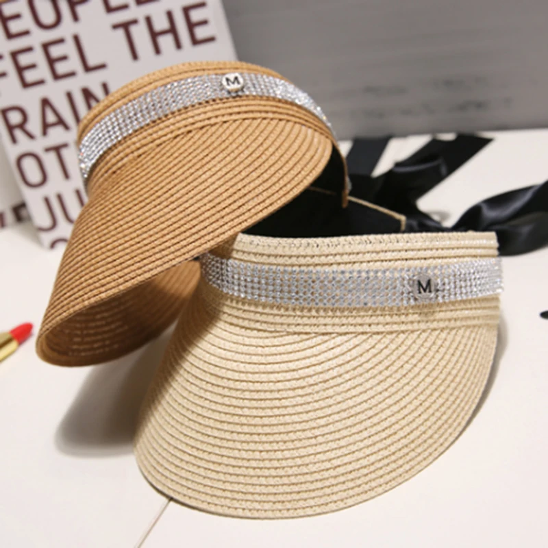 Spring Summer Autumn New Big Wide Brim Straw Sun Visors hat Women//GILR Fashion Empty Top Caps