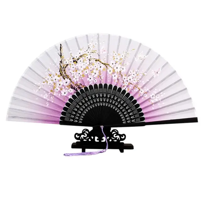 Portable Floral Retro Hand Held Folding Fans Wedding Dance Party Decor Art Folding Fan Small