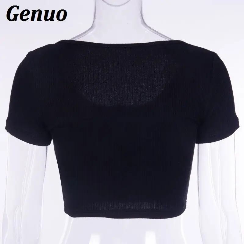 Genuo Women Knitted Sweater And Pullovers Ladies Short Sleeve Crop Top Knitwear Female Winter Autumn Pull Femme 2018