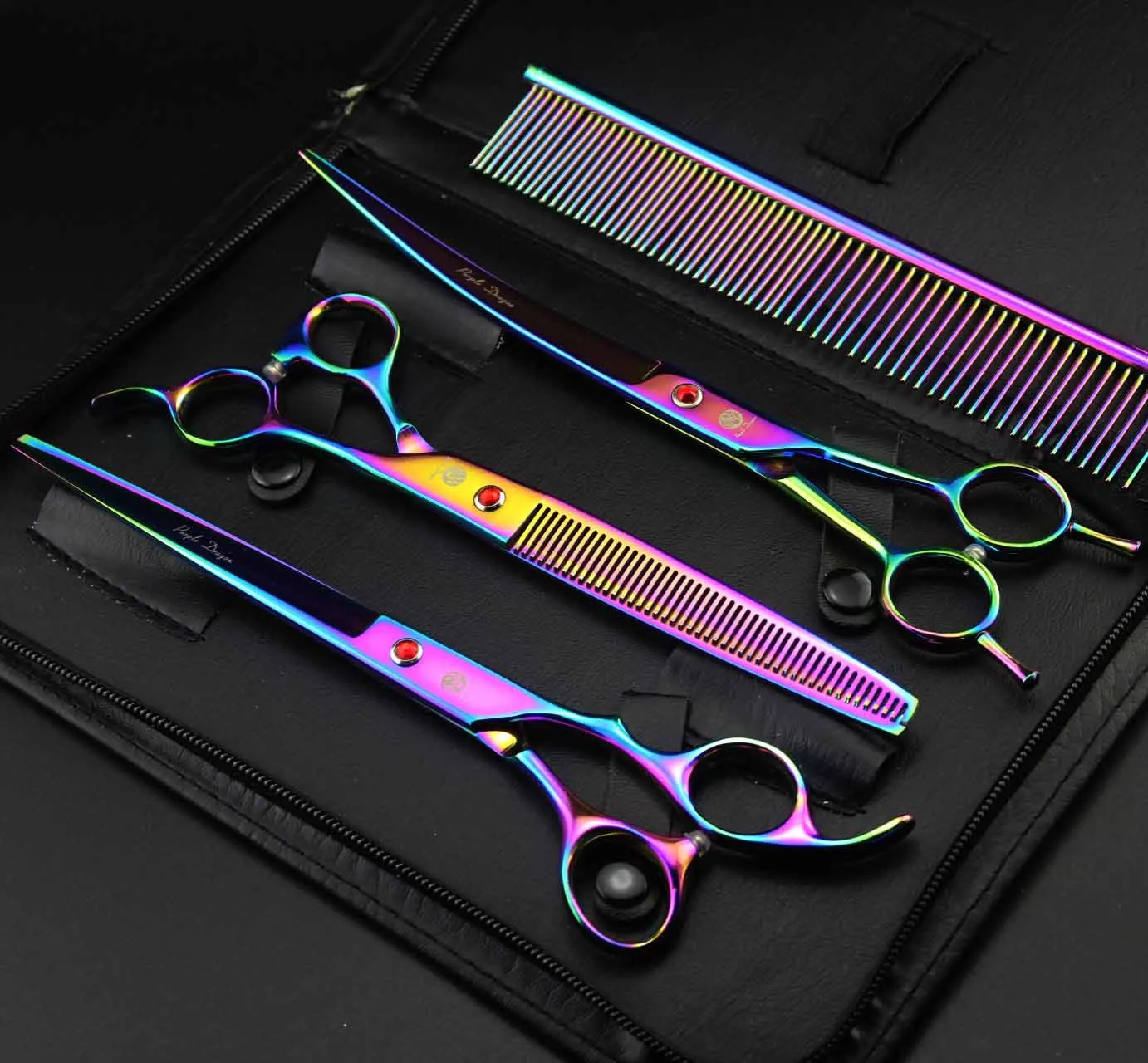 

8.0" Pet Scissors Set Dog Grooming Shears Cutting Thinning Curved Animal Hair Tool