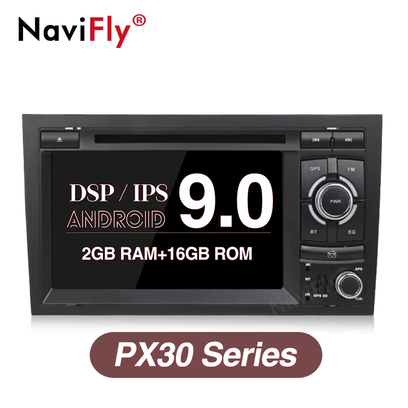 Sale NaviFly 7" 2 din PX30 IPS DSP android 9.0 car dvd player for Audi A4 S4 RS4 2002-2008  Autoradio with GPS system BT WIFI USB RDS 0