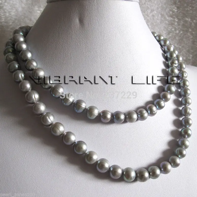 

FREE SHIPPING>>>@@ Wholesale price S ^^^^32" 8-9mm Gray Freshwater Pearl Necklace A+ Strand Jewelry Fashion