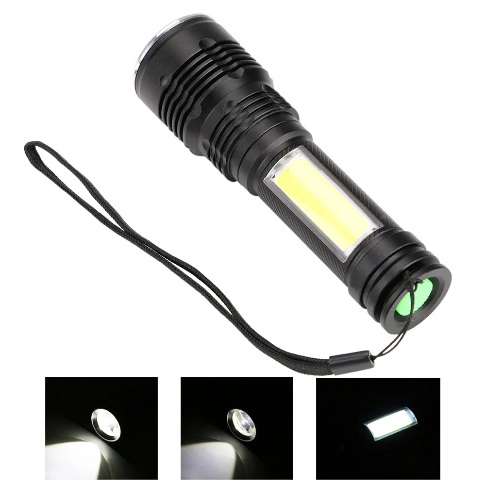 

4 Modes Zoomable COB LED Tactical Flashlight Waterproof XML T6 LED Torch COB Camping Light Fishing Flashlights Use 18650