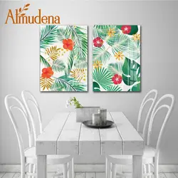 Almudent некадрированным небольшой свежий акварель цветы и растения принтом тропических растений холст картины Современный Домашний Декор