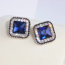 Винтажные модные квадратные серьги-гвоздики, элегантные сверкающие геометрические Стразы с кристаллами, серьги для женщин, подарок для девушек, ювелирные изделия WX239