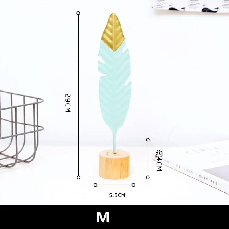 Скандинавские Креативные украшения в виде железных перьев, металлические настольные украшения для художника, офиса, книжной комнаты, украшения для дома, DIY, домашняя фигурка, Декор, ремесла - Цвет: M