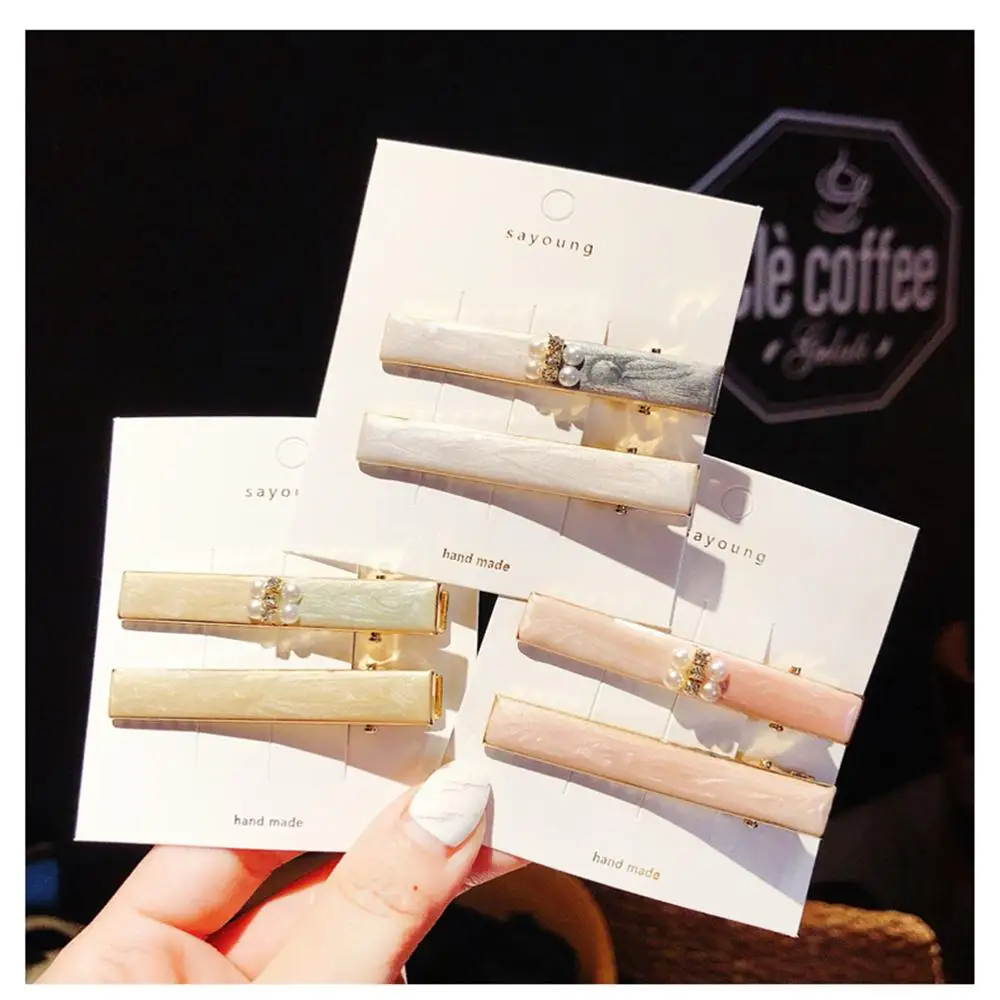 

M MISM 2PCS Modis Dripping Oil Hair Clips Vintage Geometric Flowers Hair Accessories Fashion Drift Sand Style Hairpins Set