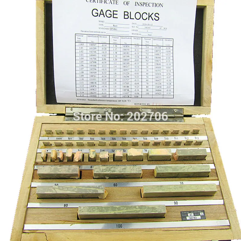 

1.005-100 Block Gauge inpsection block 47pcs/set, 0 grade