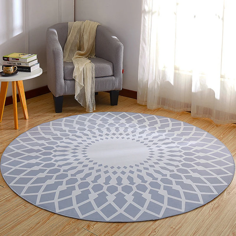 EHOMEBUY Modern Carpet Geometric Round Carpet Anti Slip Bedroom Living Room Floor Decoration
