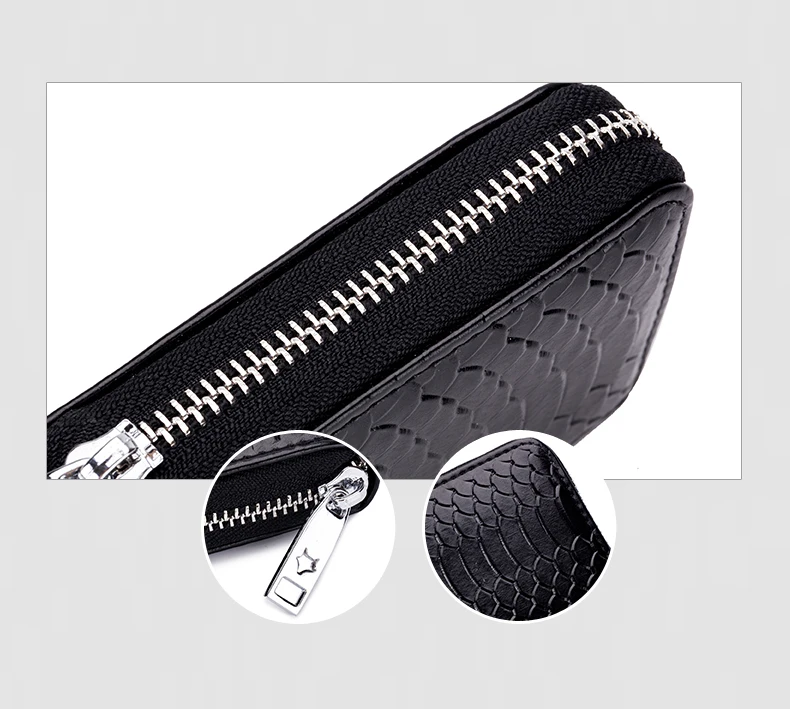 Lomelobo Unisex Serpentine Card Holder Split Leather Women Men Credit ID Business Cards Wallet Fashion Bank Cards bag Coin Purse HCL7148 Details (08)