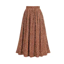 Весенняя модная богемная стильная женская шифоновая юбка в горошек Женский Повседневный высокий комплект пуловер + кожаная юбка юбки 2018
