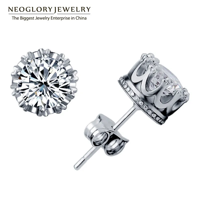 Neoglory Ювелирные изделия циркониевые высококачественные круглые серьги-гвоздики для женщин Новое поступление Свадебные брендовые подарки на день рождения P1 GN