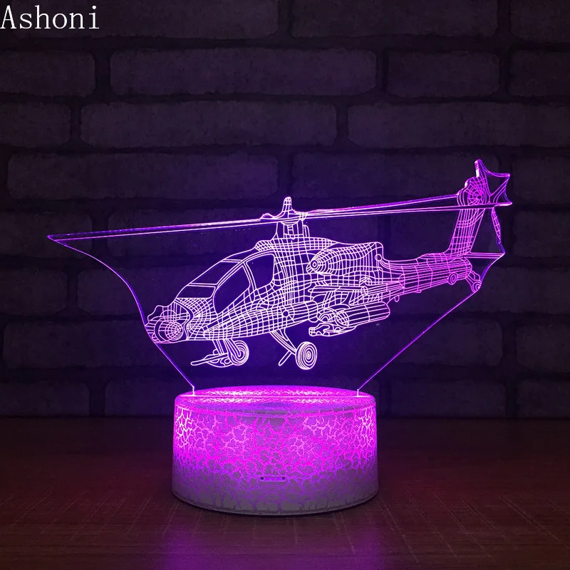 

Helicopter 3D Acrylic LED Night Light Touch 7 Color changing Desk Table Lamp Home Decor Party Decorative Light Christmas Gift