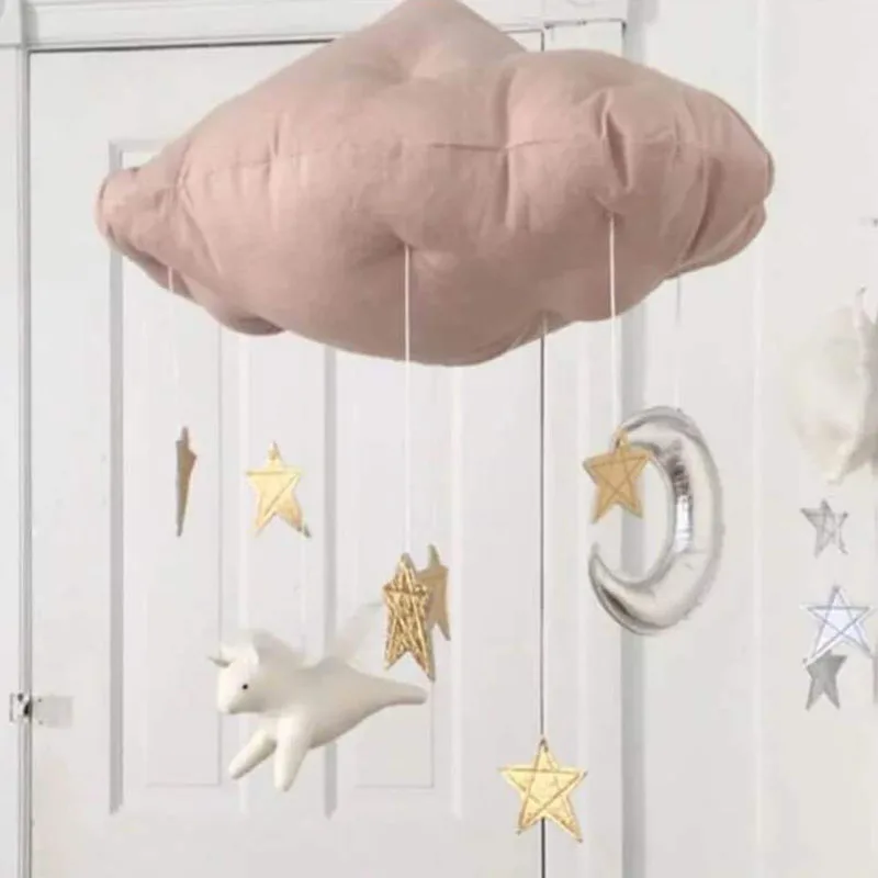 

Baby Kids Bedding Rattles Hanging Ornament Bedroom Crib Wall Decor Clouds Golden Moon Stars Style Photo Props Toy