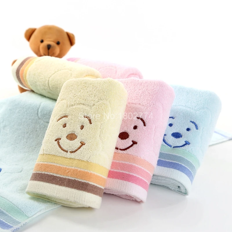 Universal Cartoon Embroidered Towel 33*74cm Blue Pink Yellow Cute Bear