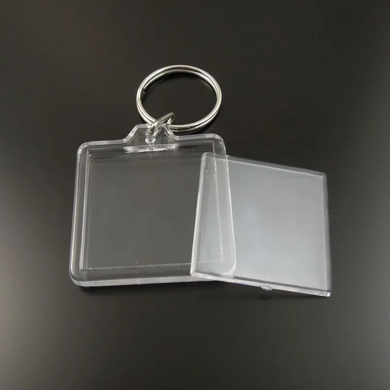 

8pcs/Pack Transparent Blank Acrylic Insert Photo Picture Frame Inner 33*33mm Keyring Key Chain Split Ring Key Chain Gift 35658
