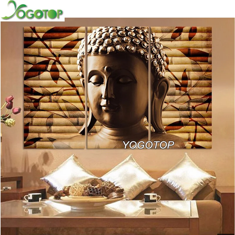 

Diamond Painting Cross Stitch Buddha triptych Pattern DIY Needlework Kit For Rhinestone Mosaic Square Diamond Embroidery VS373