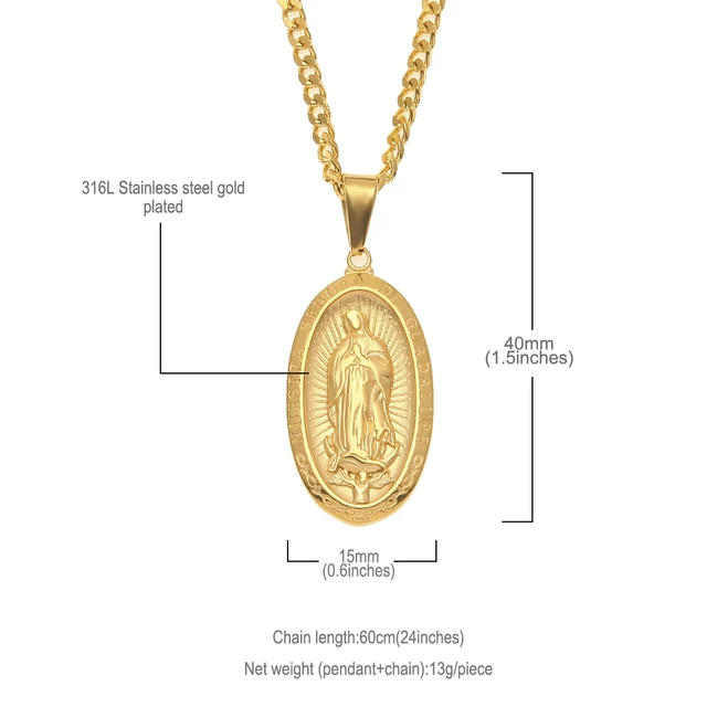 GPUNK FASHION miraculous medal Virgin Mary Necklace for mens India | Ubuy