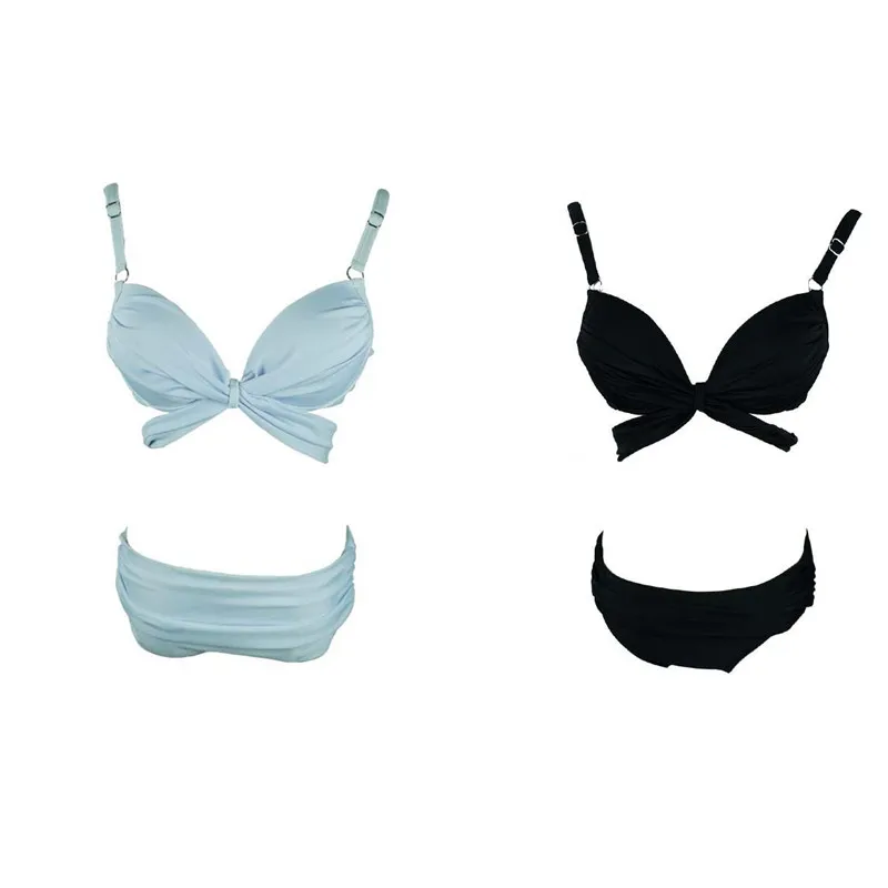 

Women solid sexy Hot Bikini Swimsuit Summer Brazilian bathing suits crochet Bandeau Swimwear Retro push up swimming suit