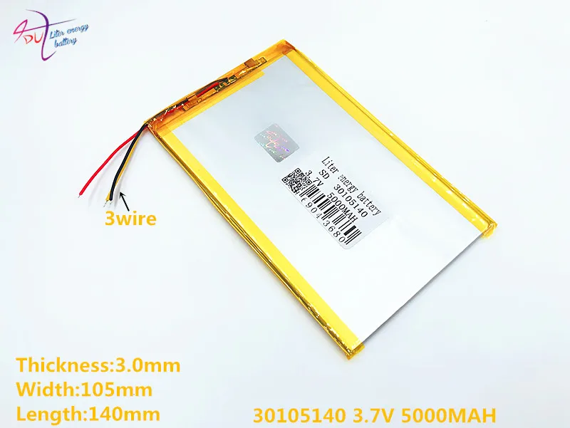 

3 line Liter energy battery polymer lithium battery 3.7V 5000MAH 30105140 tablet battery made in China Rechargeable Li-ion Cell