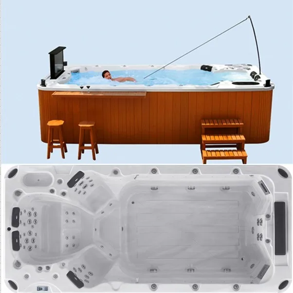 

deluxe freestanding 4 meter US Optix Acrylic whirpool massage outdoor swim spa swimming pool (M-3337)