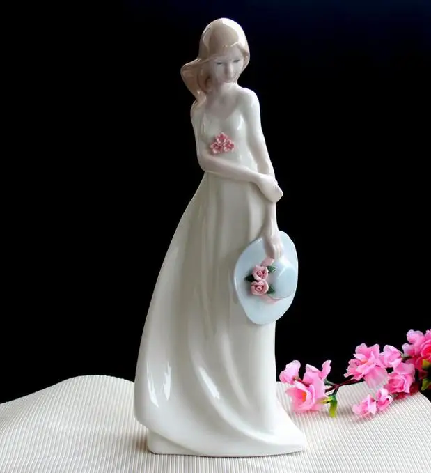 ceramic young girls lady figurines home decor crafts room decoration