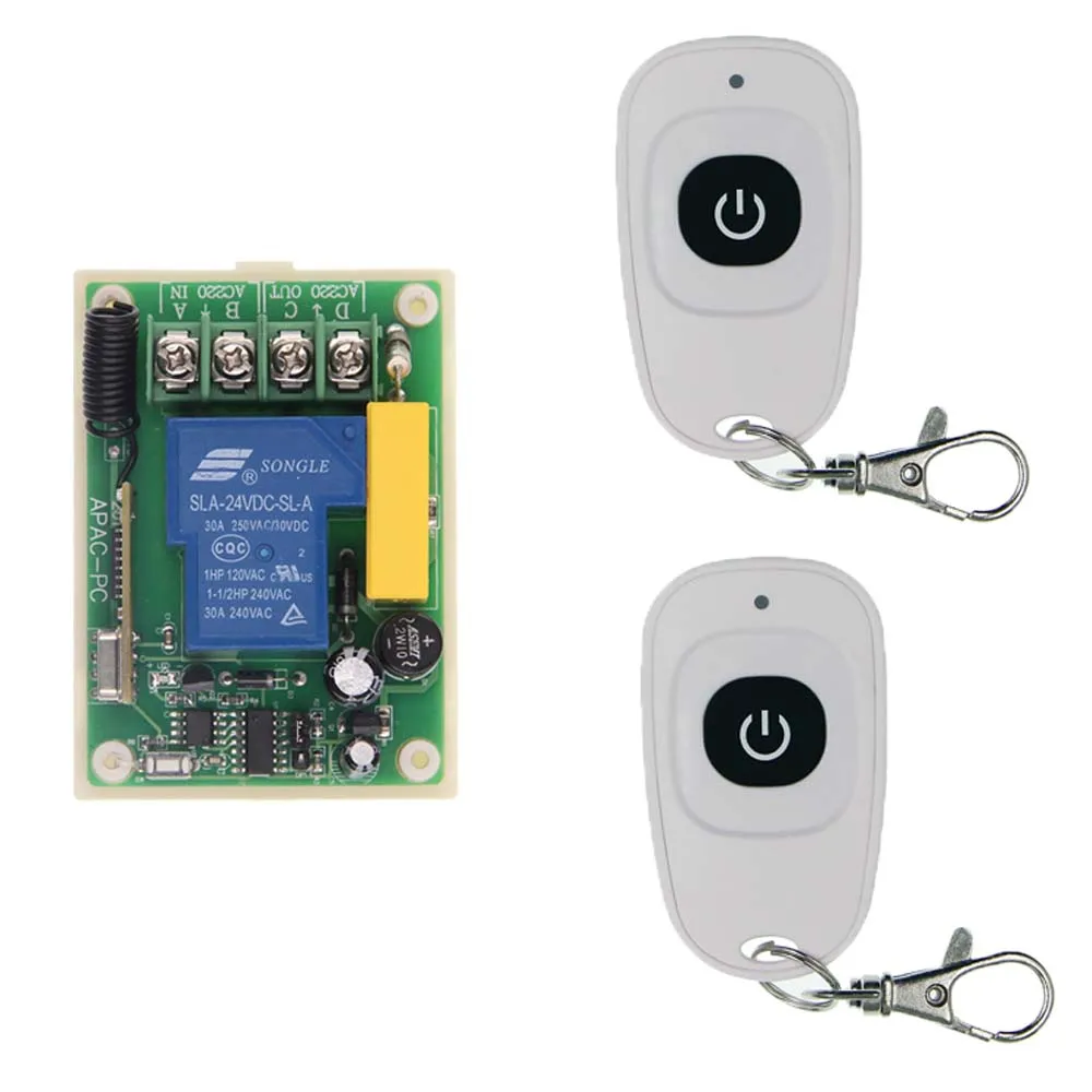 

220V 30A Relay 1CH 1 CH Wireless RF Remote Control Switch 2 Transmitter+ Receiver 315 / 433 MHz Controller Popular
