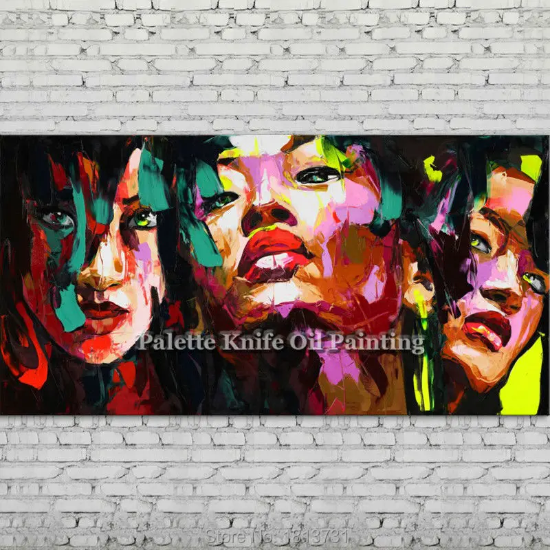 

Palette knife portrait Face Oil painting Character figure canva Hand painted Francoise Nielly wall Art picture for living room95