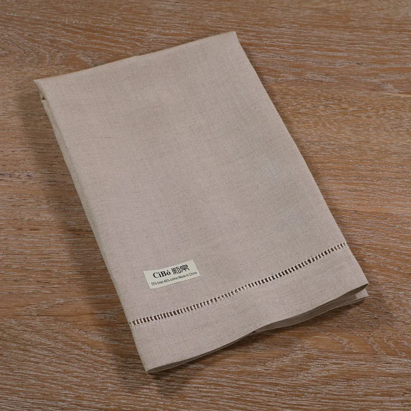 

TL004 : 2 pieces/set 55% linen 45% cotton guest towels with hemstitched edge