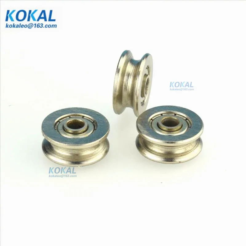 

[U0418-7]1PCS U groove type nickel plate Gcr15 chrome steel sliding u type roller wheel DIY tools pulley 0418U 4*18*7mm