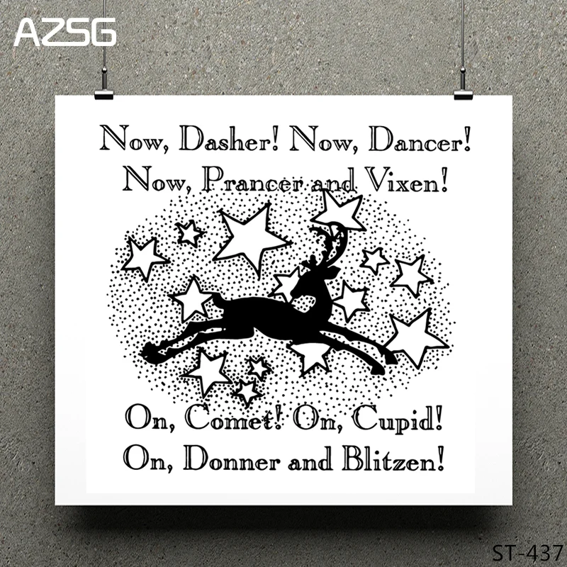 

AZSG Vigorous Deer Pentagram Clear Stamps/Seals For DIY Scrapbooking/Card Making/Album Decorative Silicone Stamp Crafts