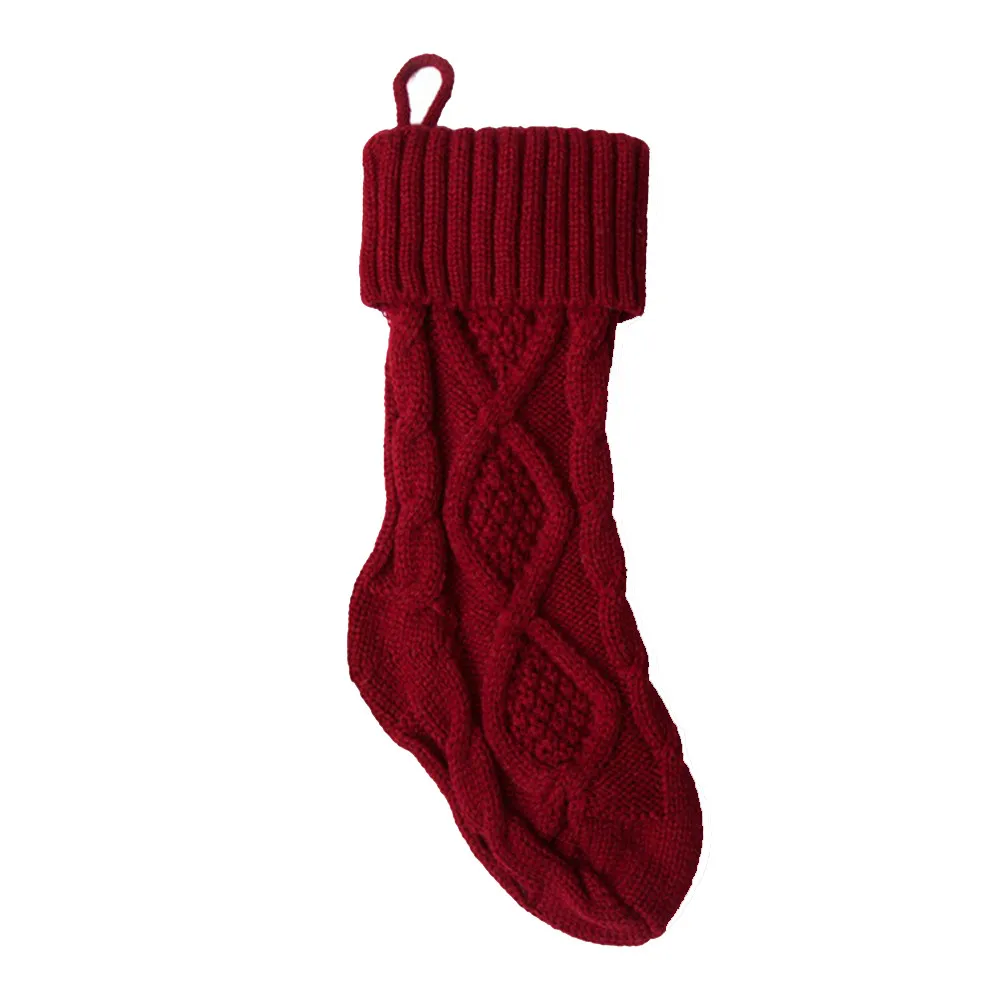 Большой красный Подарочный Рождественский чулок мешок для конфет короткий плюшевый длинный Рождественский носок Подарочный мешок висячий орнамент для украшения рождественской елки