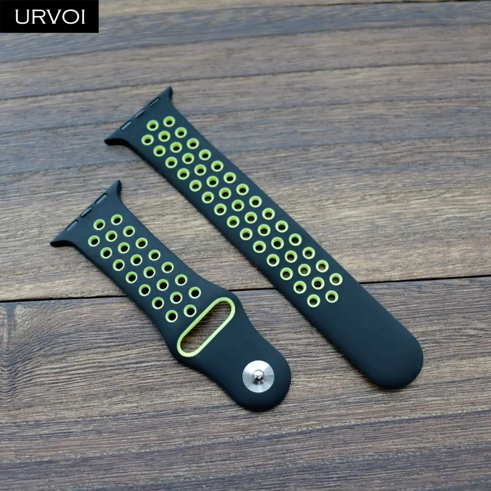 URVOI силиконовый ремешок для Apple Watch серии 5 4 3 2 1 Nike+ спортивный ремешок для iwatch дышащие новые цвета 38 40 42 44 мм - Цвет ремешка: Black Volt