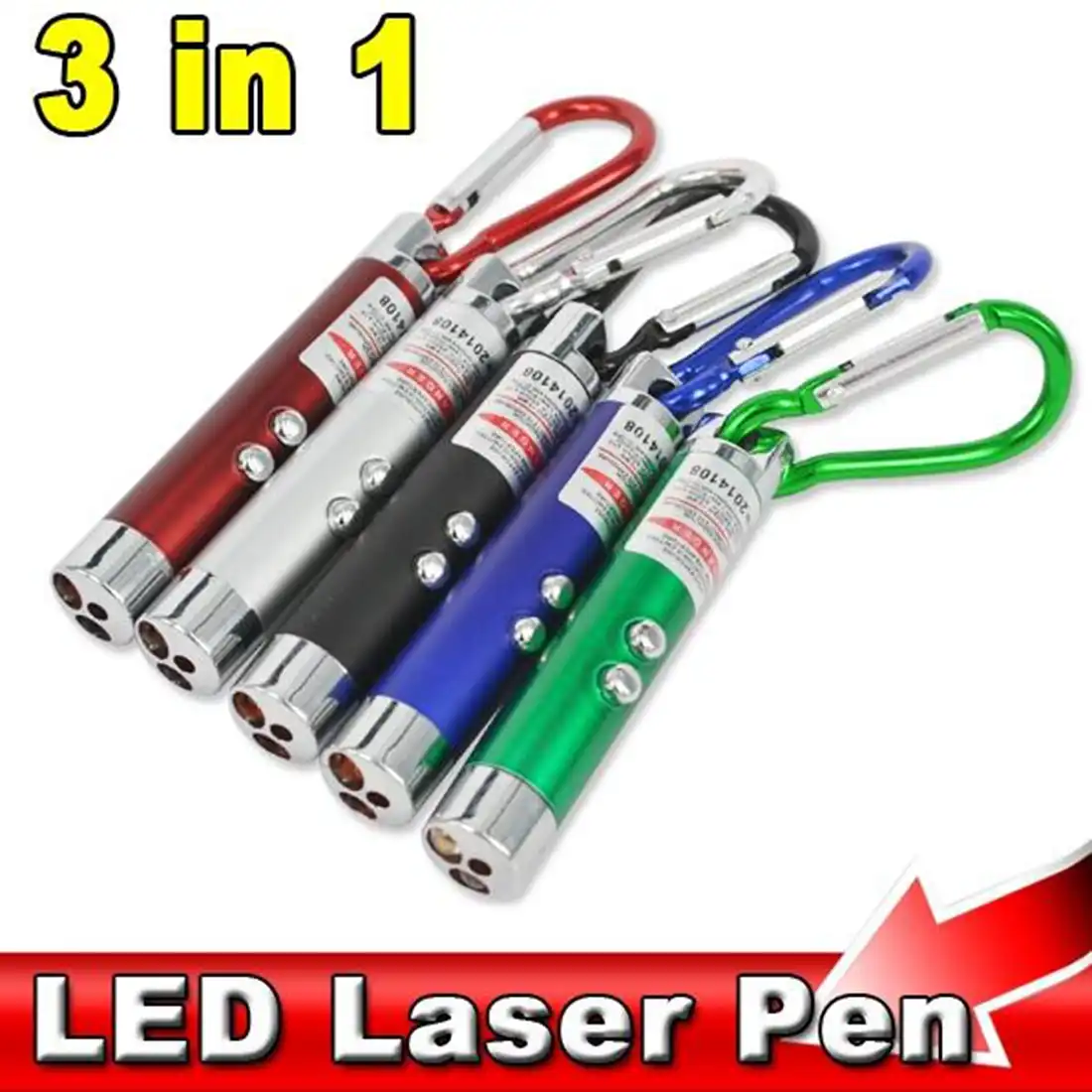 3 In 1 Red Laser Pointer Pen Flashlight Counterfeit Money Detector Climb G3D