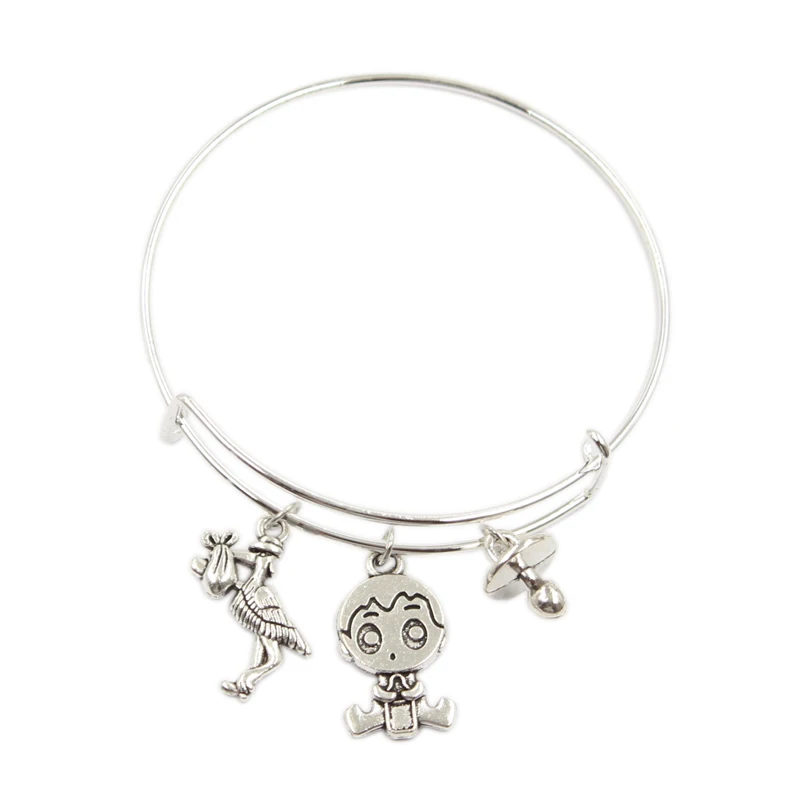 

Dropshipping baby girl boy baby pacifier Bracelet Silver Color Bead Bracelets & Bangles Fashion Jewelry Gift