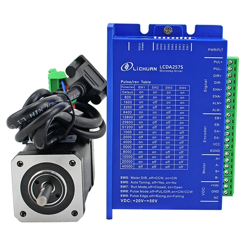 

Lichuan 2phase 0.48Nm Nema 17 stepper motor closed loop control LC42H249 step servo DC20-50V CNC driver LCDA257S