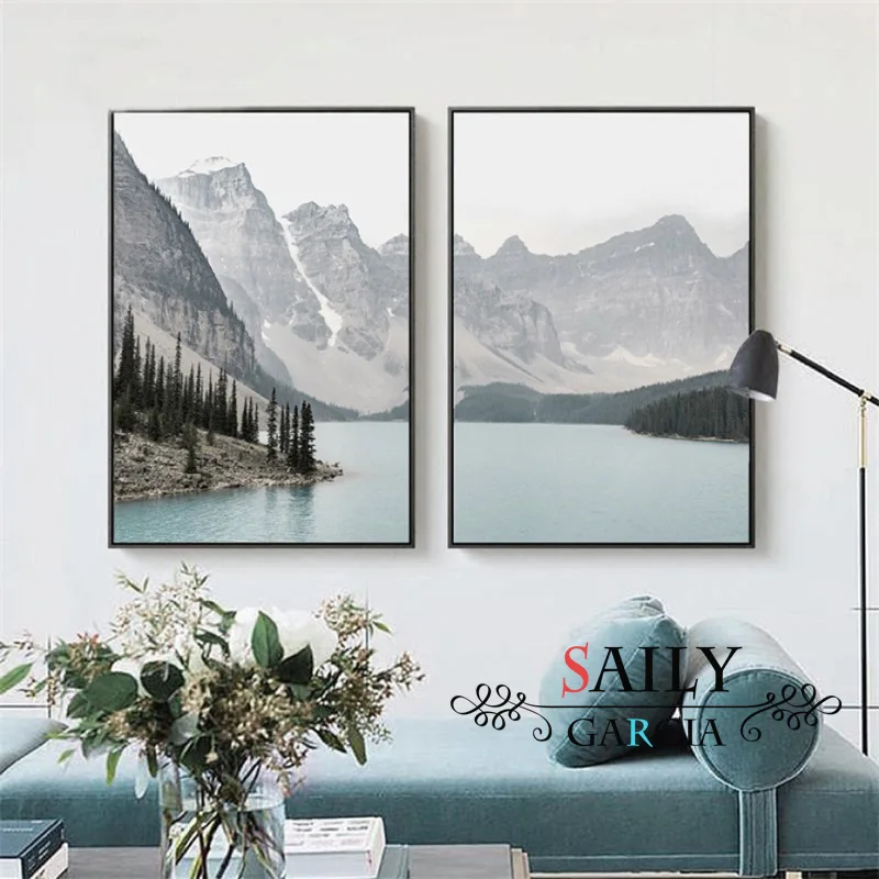 

Nordic Landscape Mountain Lake Canvas Paintings Home Decoration Living Room Wall Art Pictures Nature Scenery Posters and Prints