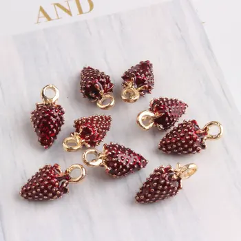 

3D Mulberry fruit Dangle charms Zinc Alloy metal Enamel Charm Pendant for Earring Necklace Bracelet Making DIY Jewelry Findings