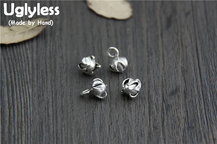 

Uglyless Real S 925 Sterling Silver Flower Buds Charms Accessories Jewelry DIY MINI Size Handmade Floral Findings Small Pendants