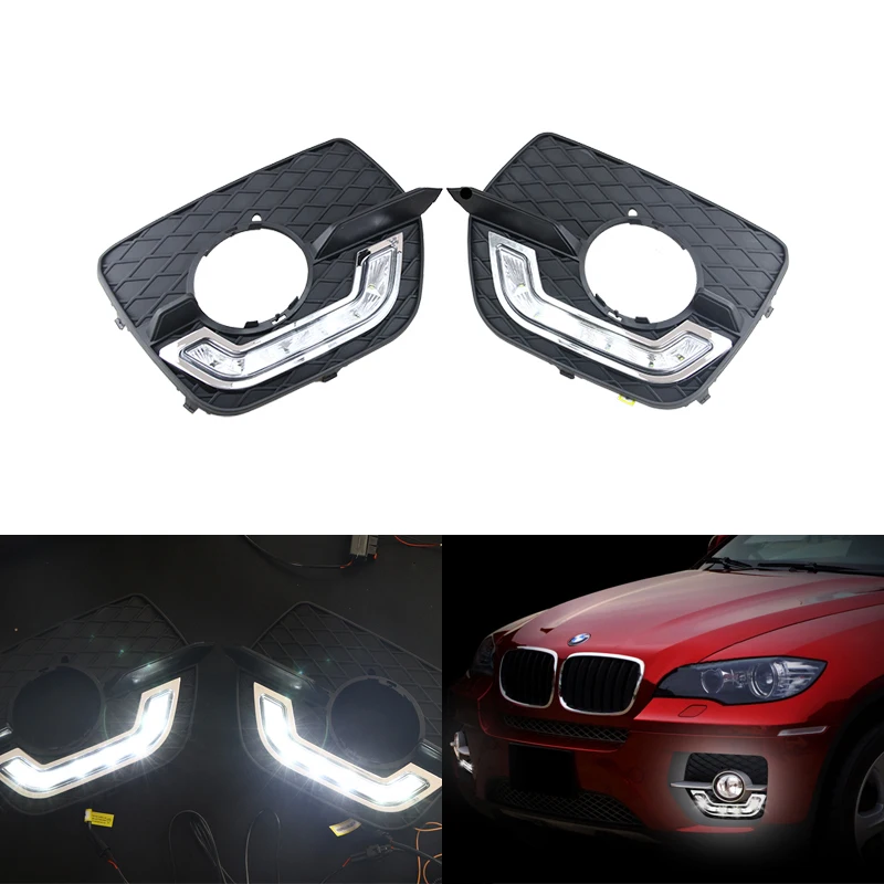 2x White LED Driving Fog Lamp DRL Daytime Running Light For BMW X6 E71 2009-2012