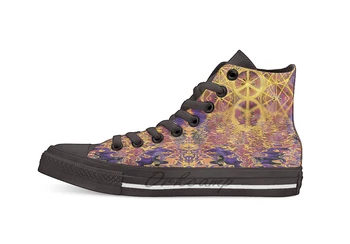 

Geometry Peace Reflection Design breathable Casual High Top lace-up Canvas shoes sneakers For Drop shipping