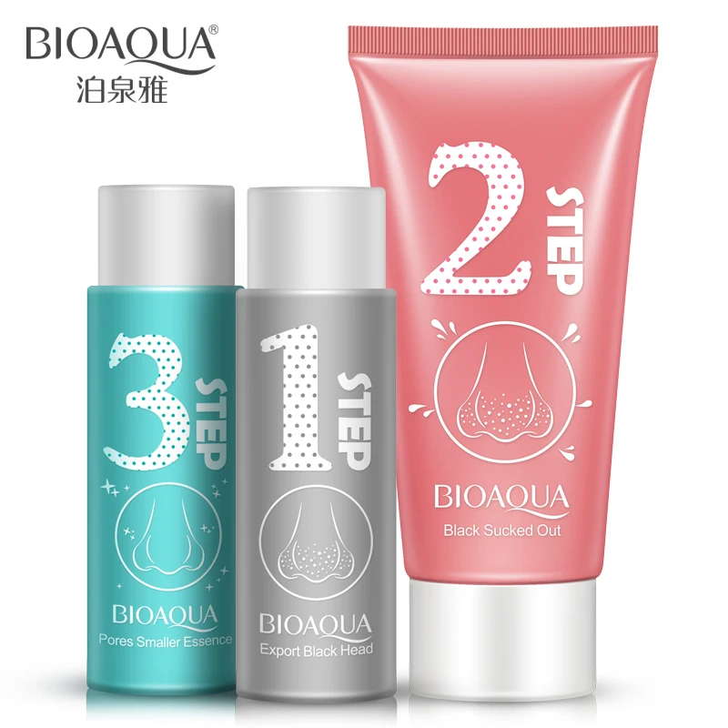 

1 set bioaqua mud suction nose blackhead removal pore cleaning peel off acne treatmentsblack mask face mask set