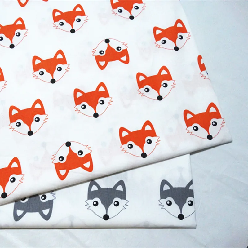 Хлопок саржевая стеганая ткань с принтом лисы материя на полметра для DIY шитья простыней платье изготовление хлопчатобумажной ткани 50*160 см