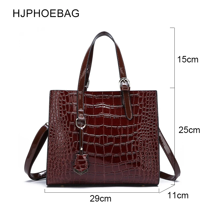 HJPHOEBAG الفاخرة المرأة حقيبة قمة الموضة-حقائب بيد التمساح نمط براءات حقائب يد جلدية الكلاسيكية المرأة حقيبة كتف YC195