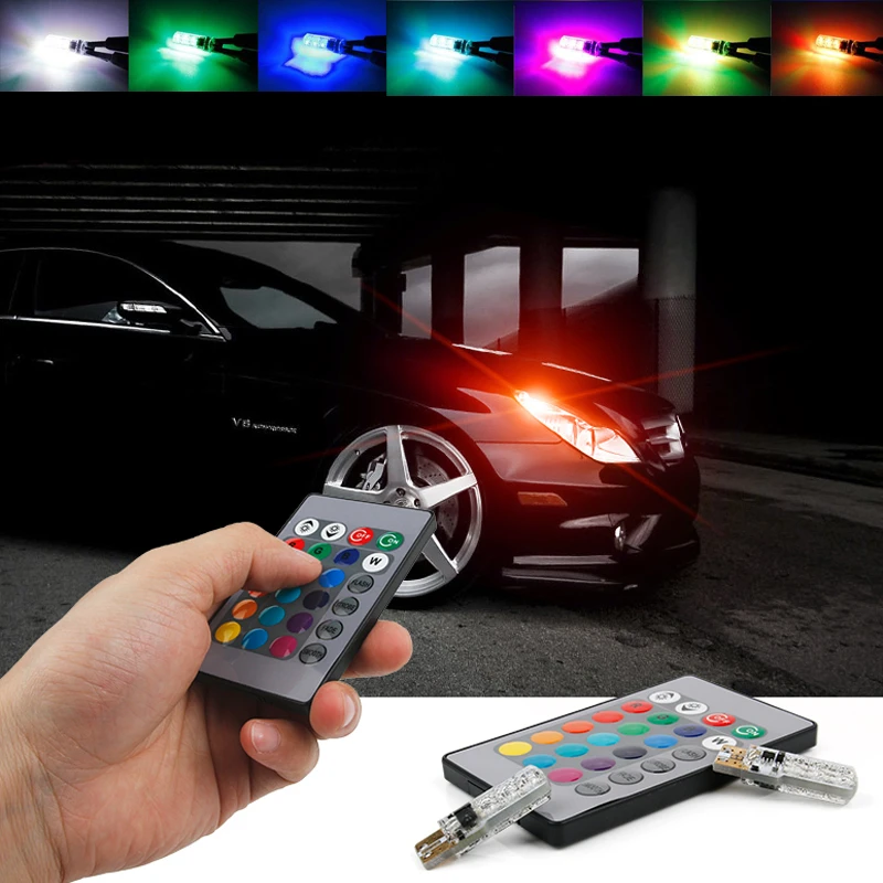 T10 Rgb Led 電球リモコン車ウェッジサイドライトインテリアのためのメルセデスベンツ W2 W2 W4 W3 W210 W124 W222 X4 Decorative Lamp Aliexpress