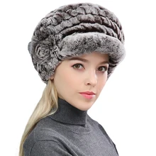 Женский Настоящий мех кролика, Остроконечные шапки с натуральным лисьим мехом, ручной работы, зимние теплые шапки с полями, пушистые мягкие, 4 цвета