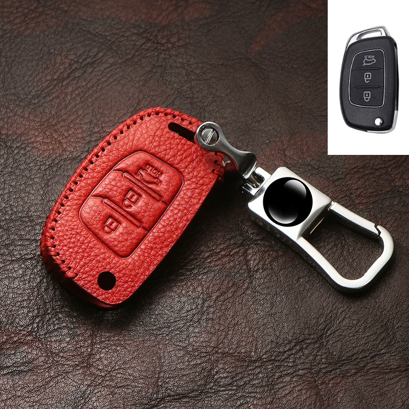 

Genuine Leather Car Remote Flip Key Fob Shell Cover Case For Hyundai Creta I10 I20 Tucson Elantra Santa Fe 2016 2017 2018