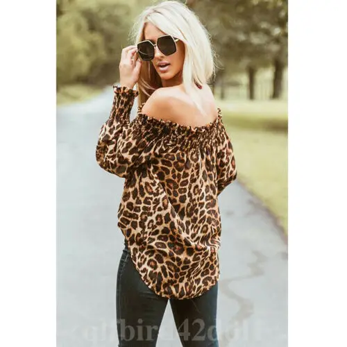 Women Leopard Print Long Sleeve Off Shoulder Blouses Woman Party Club Blouse Ladies Summer Casual Tops Female Clothes Hotsale Women Leopard Print Long Sleeve Off Shoulder Blouses Woman Party Club Blouse Ladies Summer Casual Tops Female Clothes Hotsale