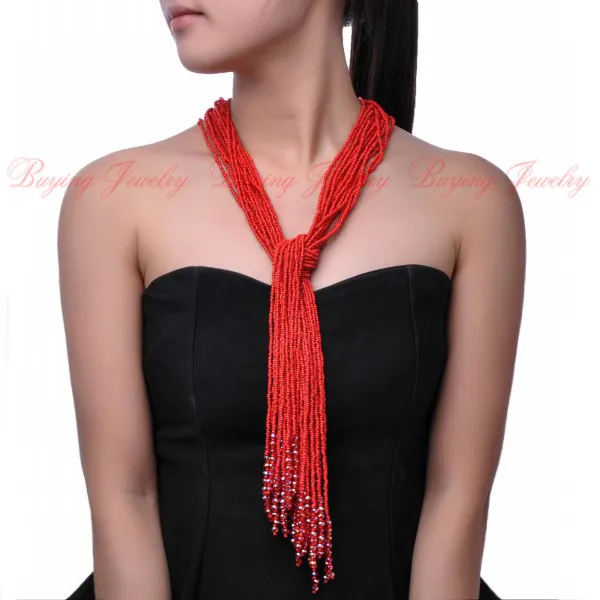 2014 Party Beads Jewelry Creative 14 Pure Colors 15 Layers Chain Style Crystal Pendant Necklace Plastic